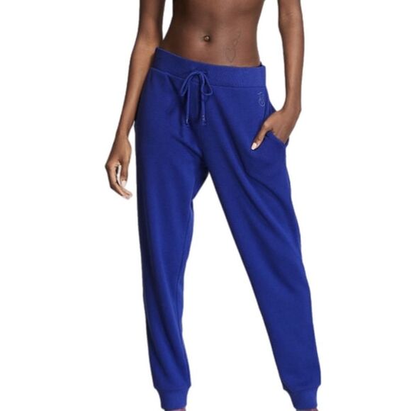 Victorias Secret Supersoft Cotton Fleece MidRise Jogger Pants Constellation Blue - Picture 6 of 8